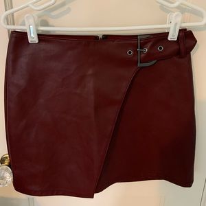 Maroon leather Express miniskirt